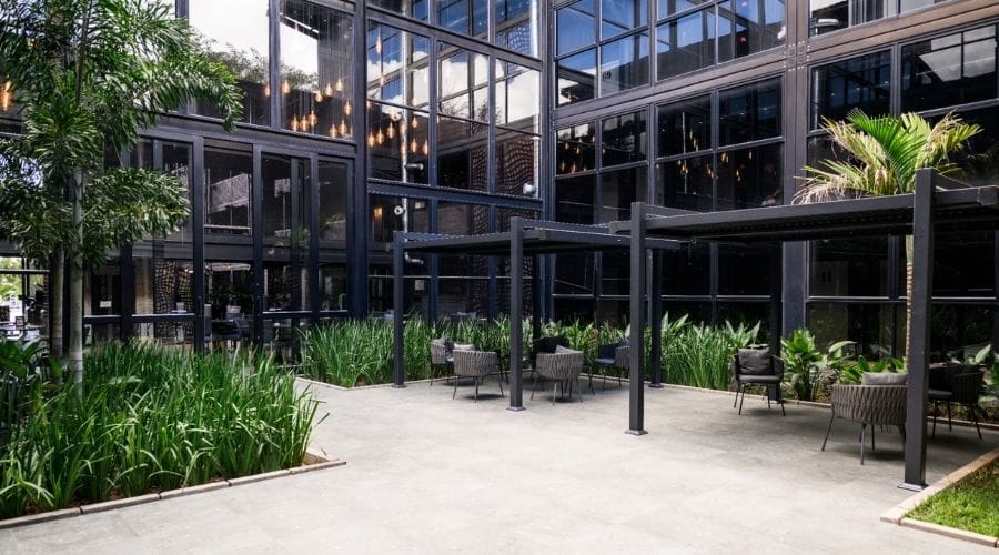 The landscaped courtyard