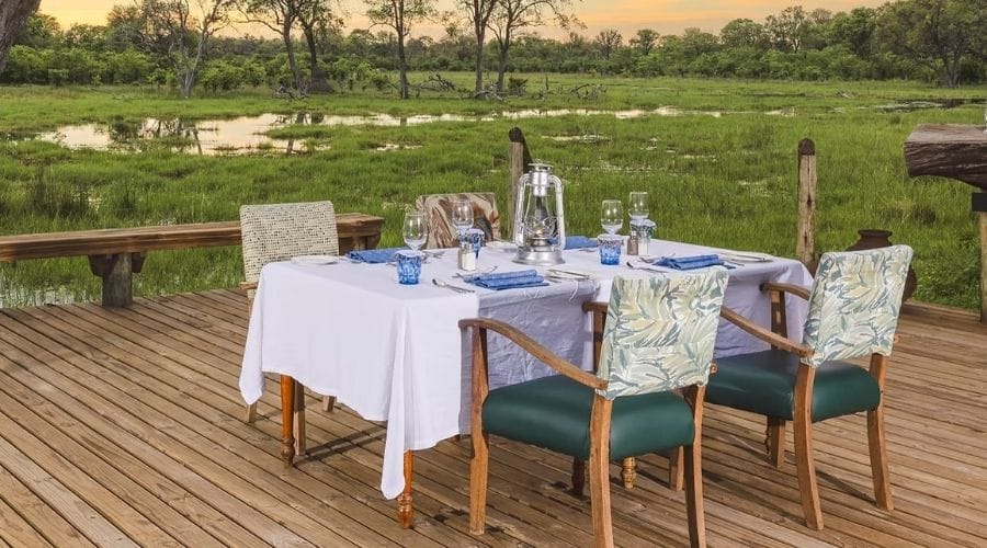 A peaceful dining setting overlooking the Delta